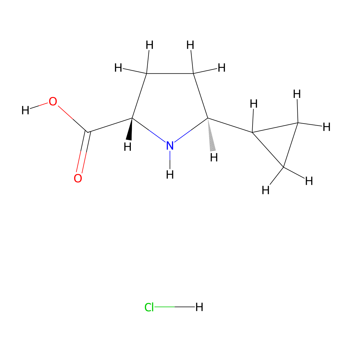 Rac-(2R,5R)-5-cyclopropylpyrrolidine-2-carboxylic acid hydrochloride molecular structure, CAS 1909293-94-2