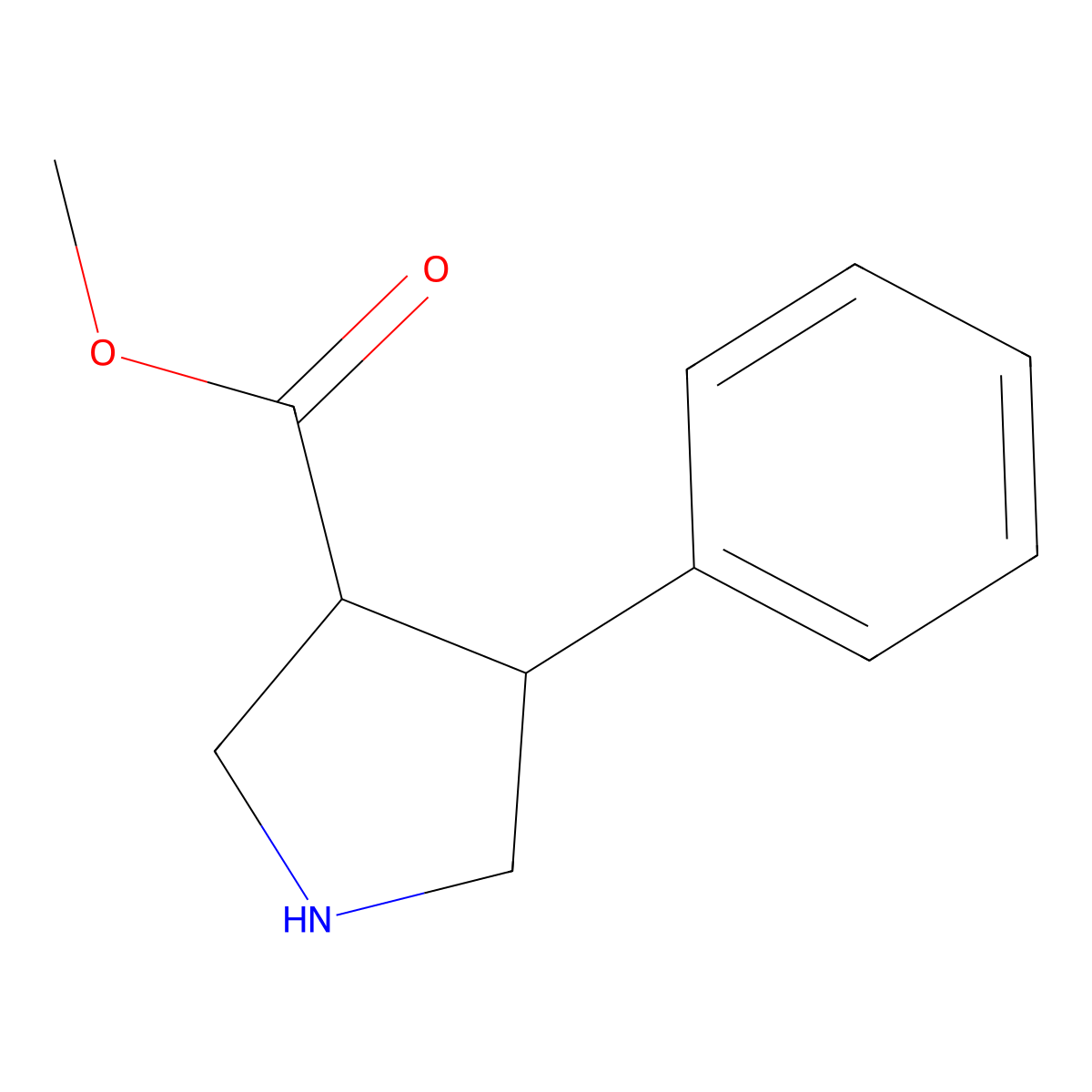 rac-methyl (3R,4R)-4-phenylpyrrolidine-3-carboxylate molecular structure, CAS 1909293-99-7