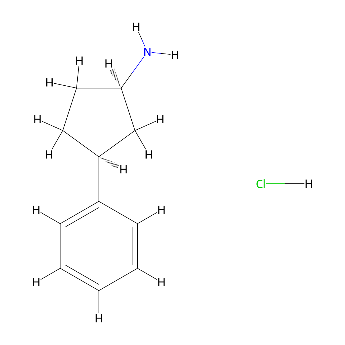 rac-(1R,3S)-3-phenylcyclopentan-1-amine hydrochloride molecular structure, CAS 1909294-07-0