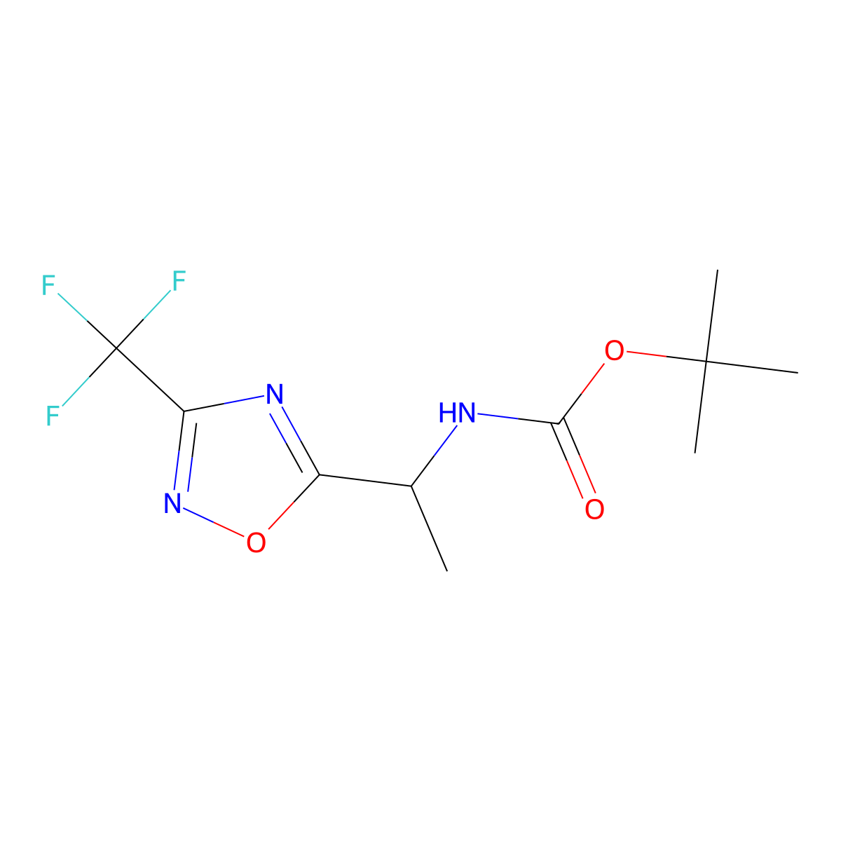 tert-butyl N-[(1R)-1-[3-(trifluoromethyl)-1,2,4-oxadiazol-5-yl]ethyl]carbamate molecular structure, CAS 1909294-09-2