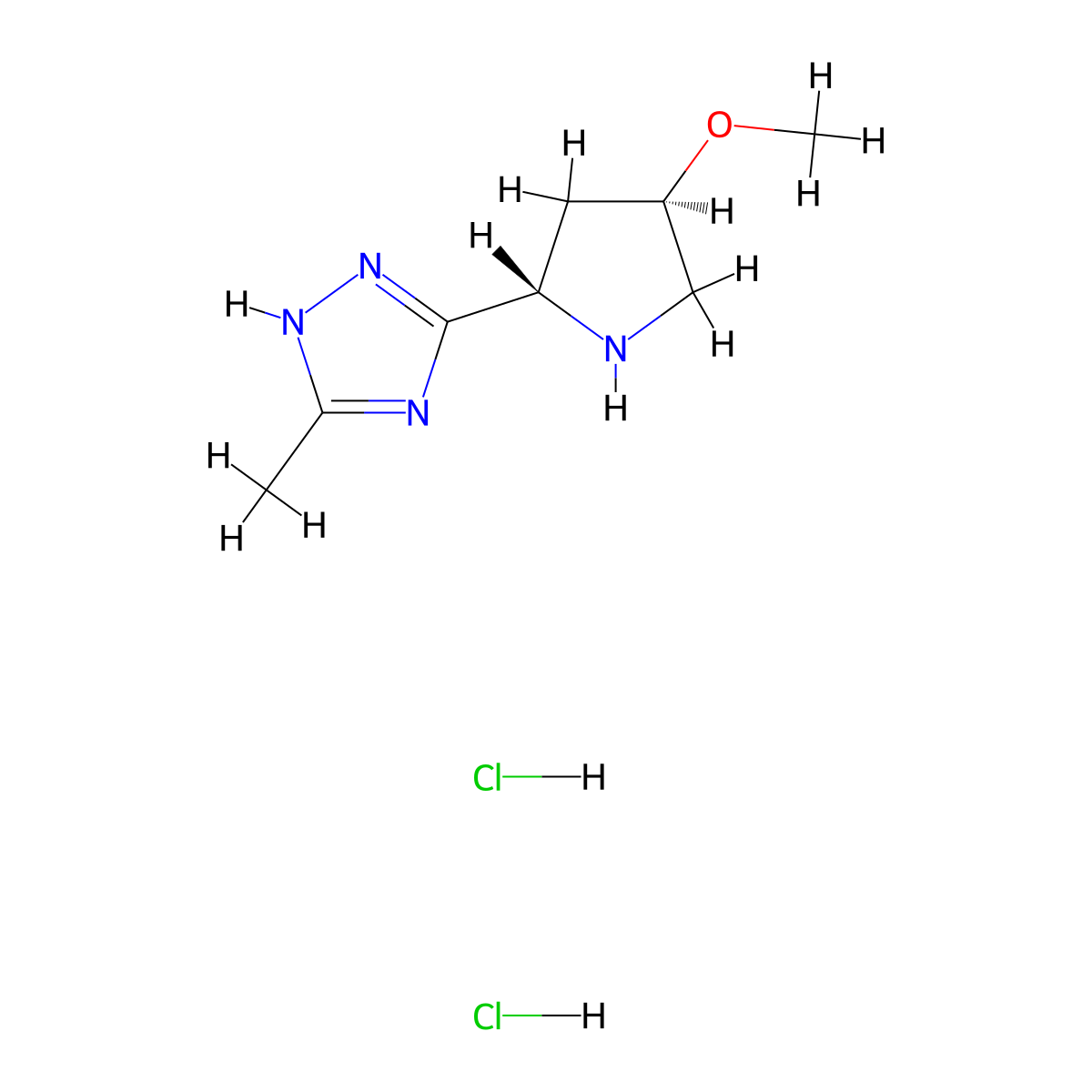 5-[(2S,4R)-4-methoxypyrrolidin-2-yl]-3-methyl-1H-1,2,4-triazole dihydrochloride molecular structure, CAS 1909294-13-8