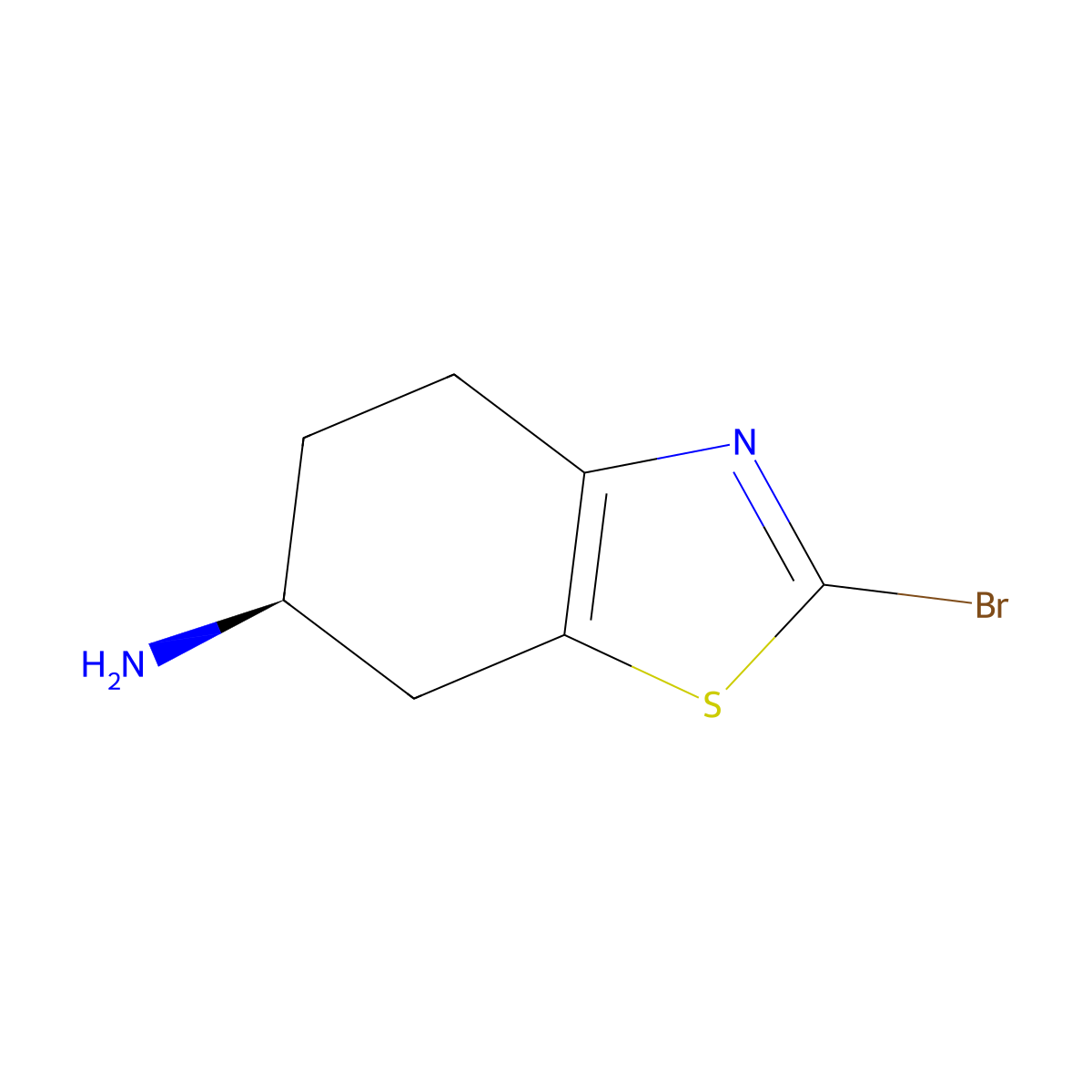 (6S)-2-bromo-4,5,6,7-tetrahydro-1,3-benzothiazol-6-amine molecular structure, CAS 1909294-15-0