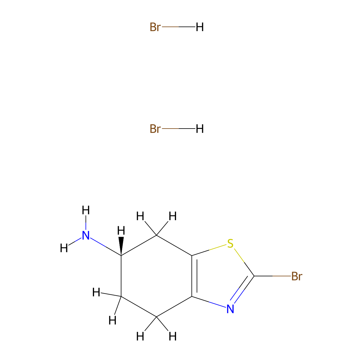 (6S)-2-bromo-4,5,6,7-tetrahydro-1,3-benzothiazol-6-amine dihydrobromide molecular structure, CAS 1909294-16-1