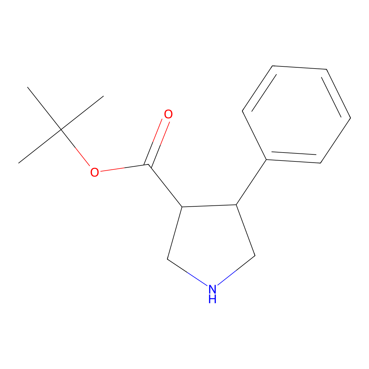 Tert-butyl (3S,4R)-4-phenylpyrrolidine-3-carboxylate molecular structure, CAS 1909294-17-2
