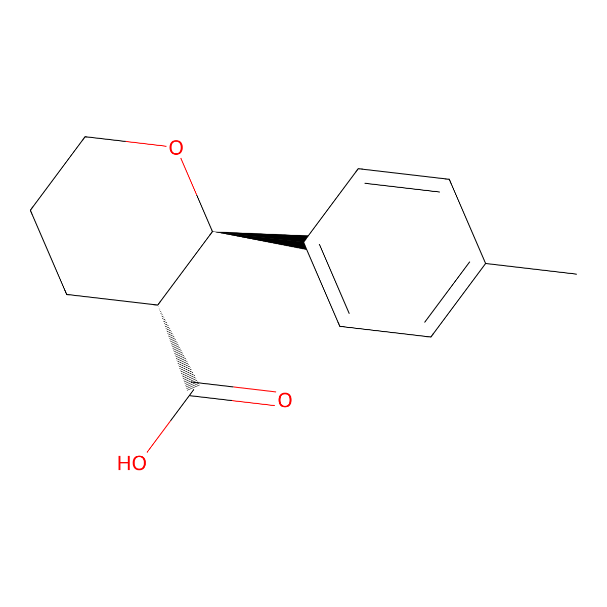 (2R,3R)-2-(4-methylphenyl)oxane-3-carboxylic acid molecular structure, CAS 1909294-21-8