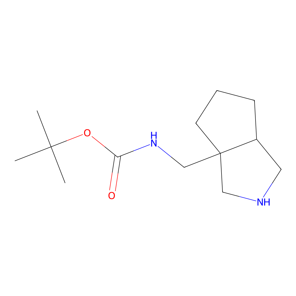 rac-tert-butyl N-{[(3aR,6aR)-octahydrocyclopenta[c]pyrrol-3a-yl]methyl}carbamate molecular structure, CAS 1909294-30-9
