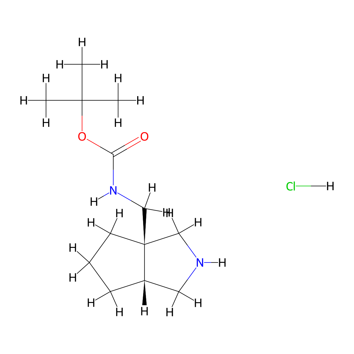 rac-tert-butyl N-{[(3aR,6aR)-octahydrocyclopenta[c]pyrrol-3a-yl]methyl}carbamate hydrochloride molecular structure, CAS 1909294-31-0