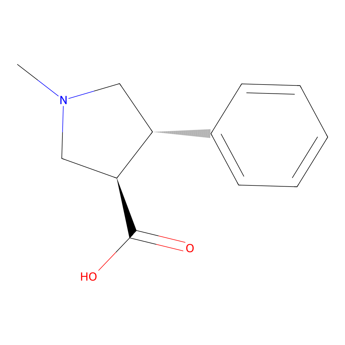 (3R,4S)-1-Methyl-4-phenylpyrrolidine-3-carboxylic acid molecular structure, CAS 1909294-34-3