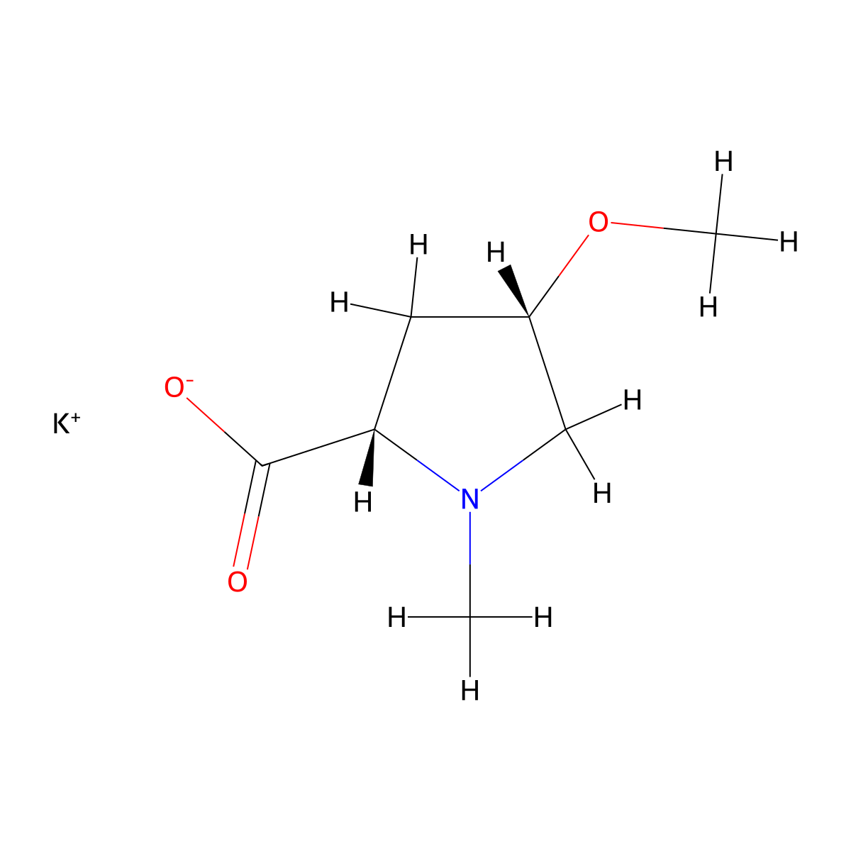 potassium (2S,4S)-4-methoxy-1-methylpyrrolidine-2-carboxylate molecular structure, CAS 1909294-42-3