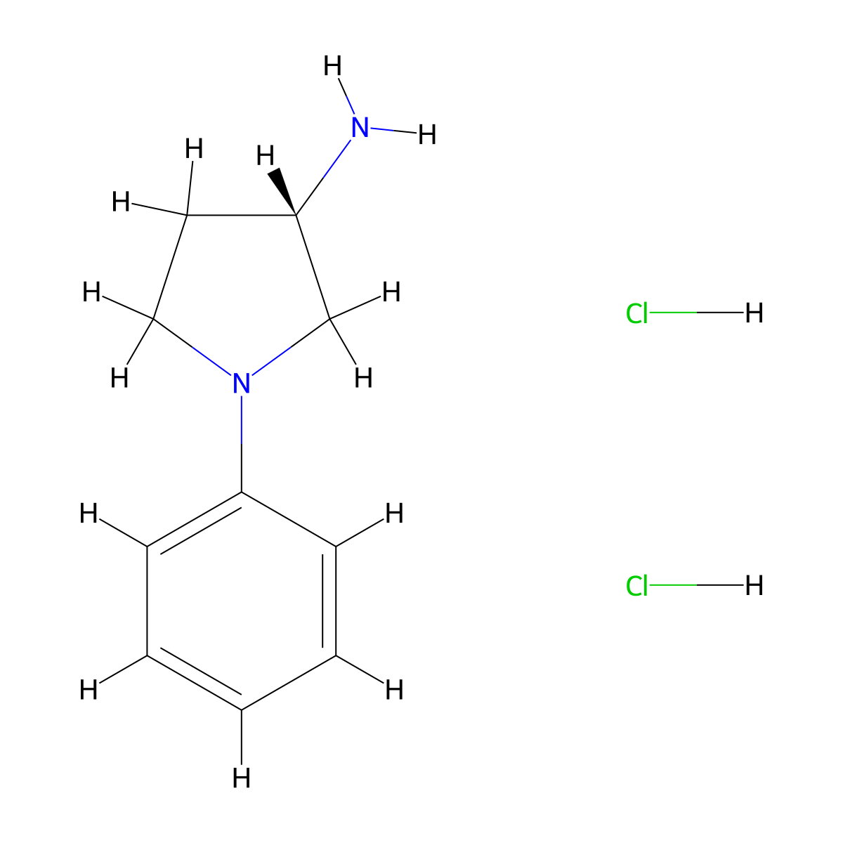 (3S)-1-phenylpyrrolidin-3-amine dihydrochloride molecular structure, CAS 1909294-50-3