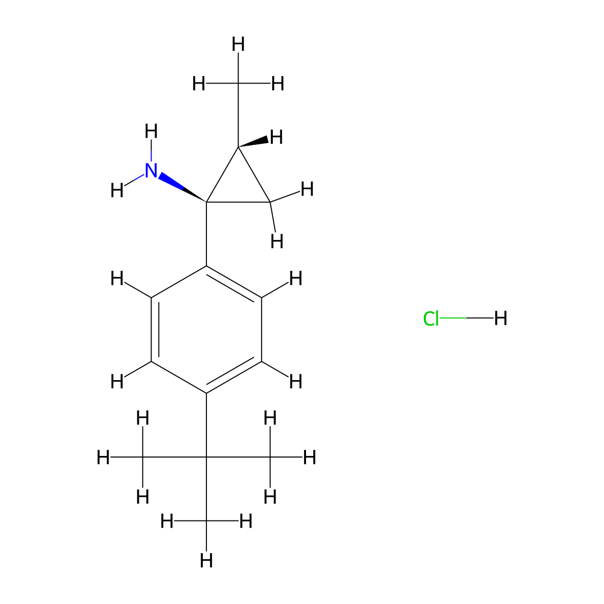 rac-(1R,2R)-1-(4-tert-butylphenyl)-2-methylcyclopropan-1-amine hydrochloride molecular structure, CAS 1909294-65-0