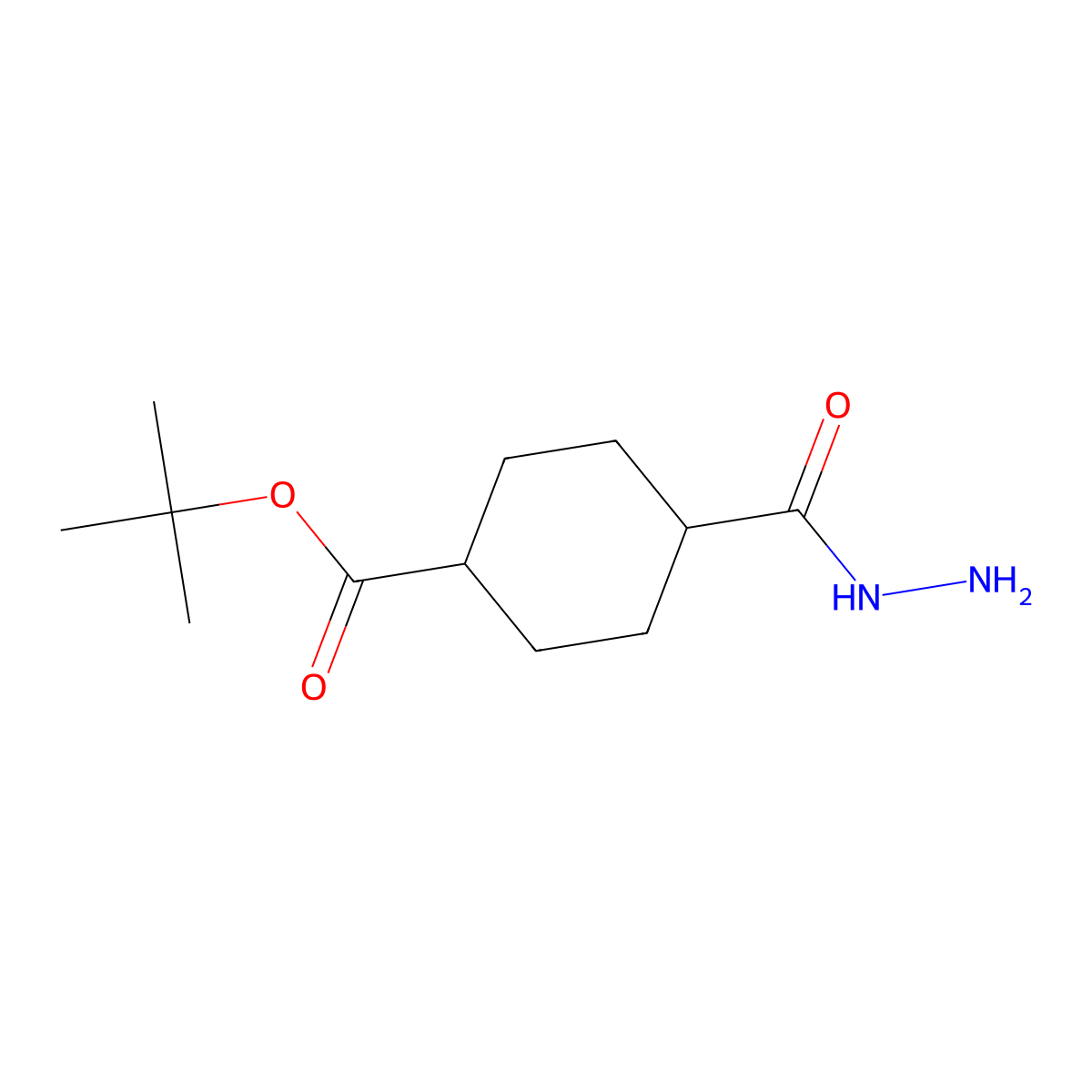 Tert-butyl (1r,4r)-4-(hydrazinecarbonyl)cyclohexane-1-carboxylate molecular structure, CAS 1909294-66-1