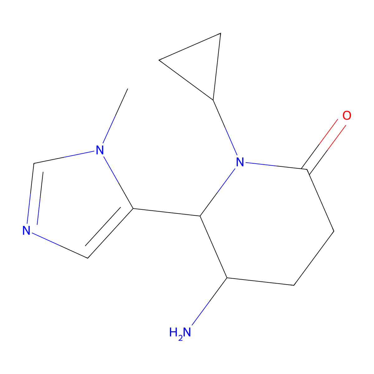 rac-(5R,6R)-5-amino-1-cyclopropyl-6-(1-methyl-1H-imidazol-5-yl)piperidin-2-one molecular structure, CAS 1909294-74-1