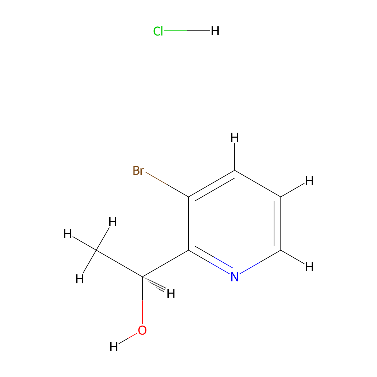 (1S)-1-(3-bromopyridin-2-yl)ethan-1-ol hydrochloride molecular structure, CAS 1909294-78-5