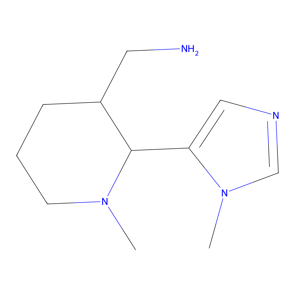 rac-[(2R,3S)-1-methyl-2-(1-methyl-1H-imidazol-5-yl)piperidin-3-yl]methanamine molecular structure, CAS 1909294-83-2