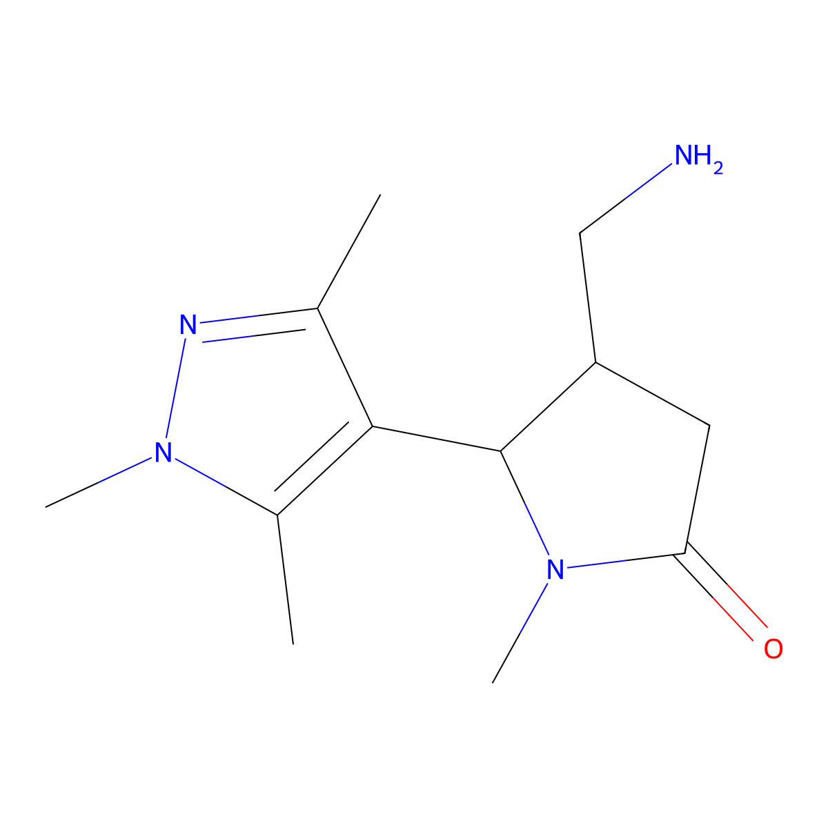 rac-(4R,5S)-4-(aminomethyl)-1-methyl-5-(trimethyl-1H-pyrazol-4-yl)pyrrolidin-2-one, trans molecular structure, CAS 1909294-84-3