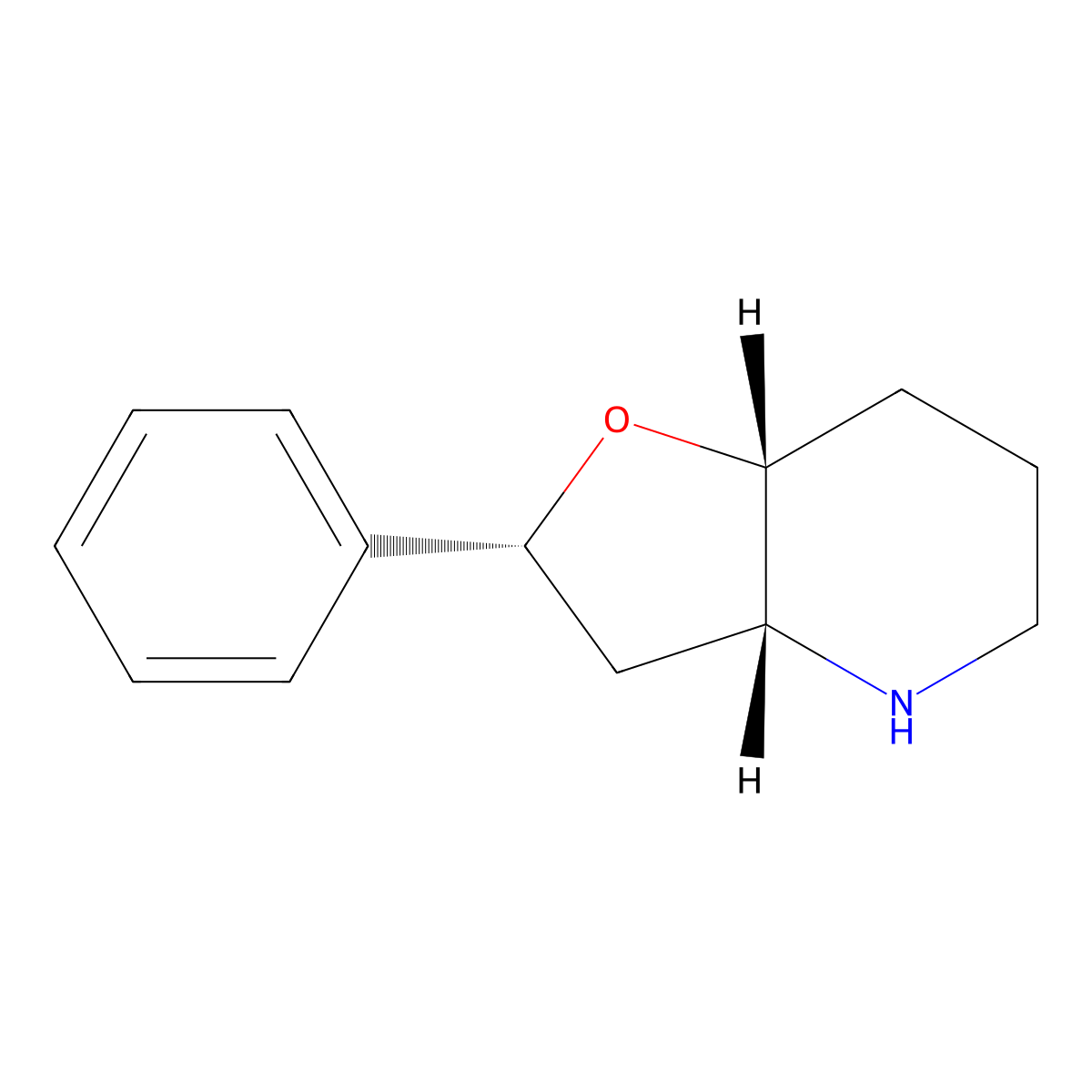 rac-(2R,3aR,7aR)-2-phenyl-octahydrofuro[3,2-b]pyridine molecular structure, CAS 1909294-88-7