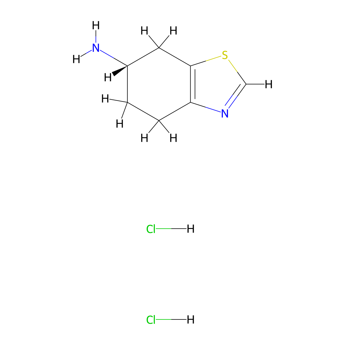 (6S)-4,5,6,7-tetrahydro-1,3-benzothiazol-6-amine dihydrochloride molecular structure, CAS 1909295-03-9