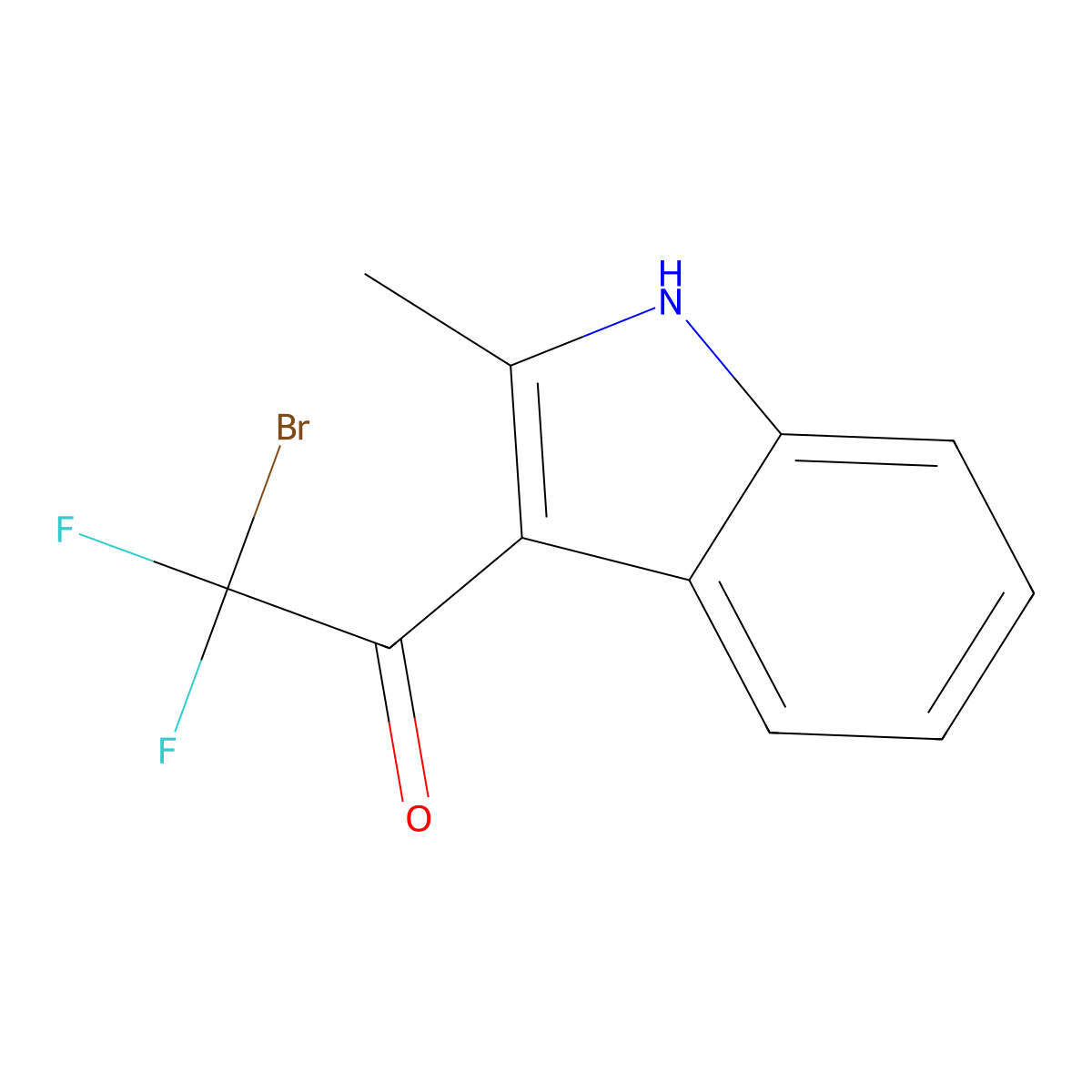 2-Bromo-2,2-difluoro-1-(2-methyl-1H-indol-3-yl)ethan-1-one molecular structure, CAS 1909296-25-8