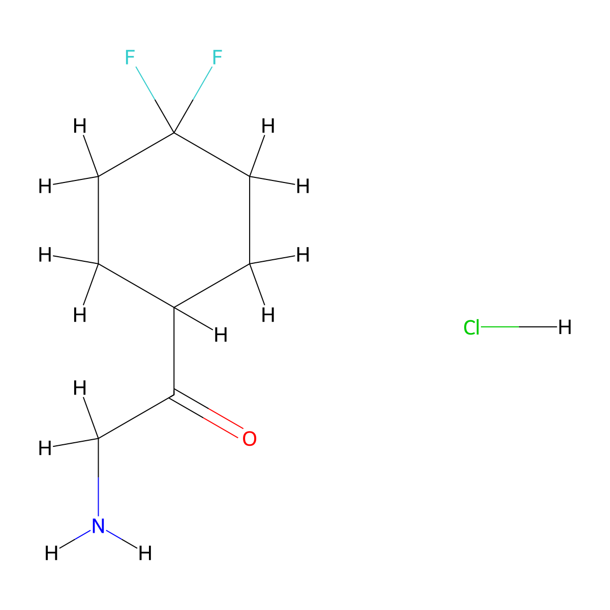 2-Amino-1-(4,4-difluorocyclohexyl)ethan-1-one hydrochloride molecular structure, CAS 1909304-96-6