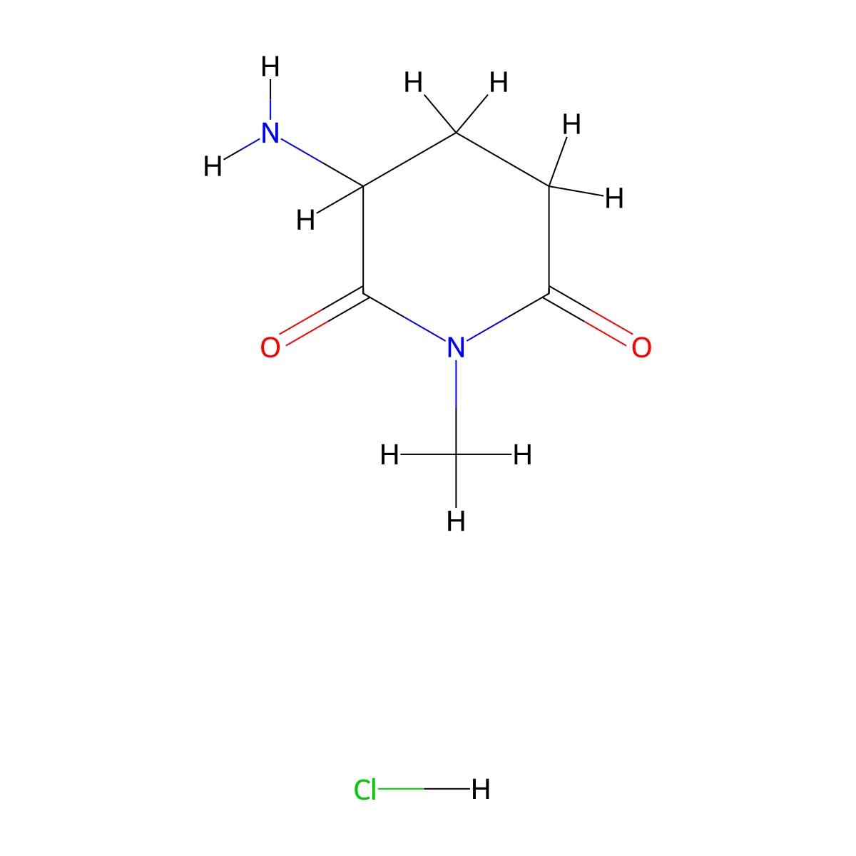 3-Amino-1-methylpiperidine-2,6-dione hydrochloride molecular structure, CAS 1909304-98-8
