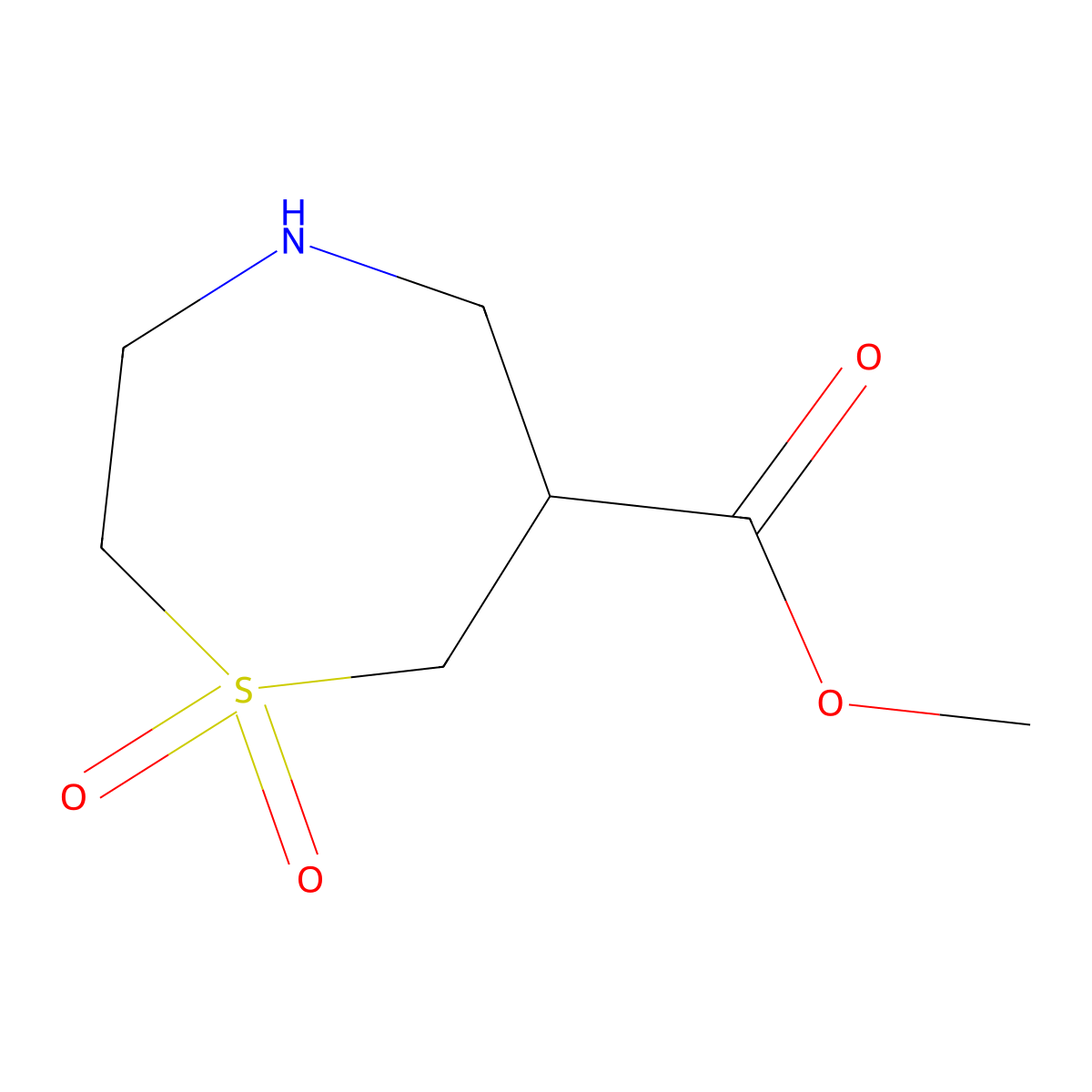 Methyl 1,1-dioxo-1lambda6,4-thiazepane-6-carboxylate molecular structure, CAS 1909304-99-9