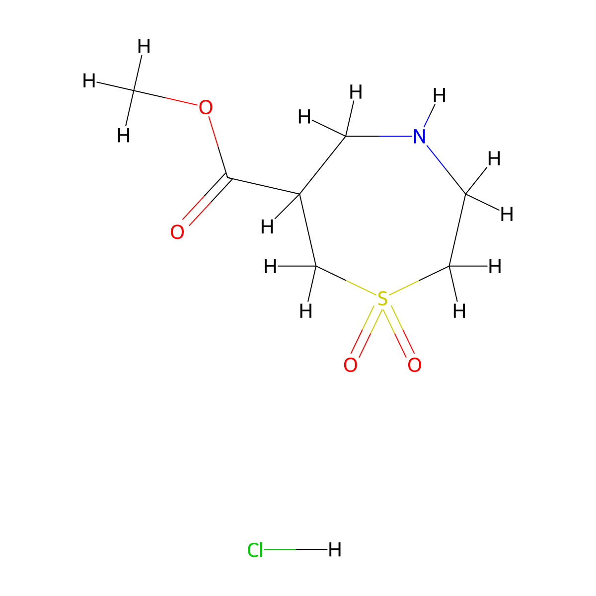 Methyl 1,1-dioxo-1lambda6,4-thiazepane-6-carboxylate hydrochloride molecular structure, CAS 1909305-00-5