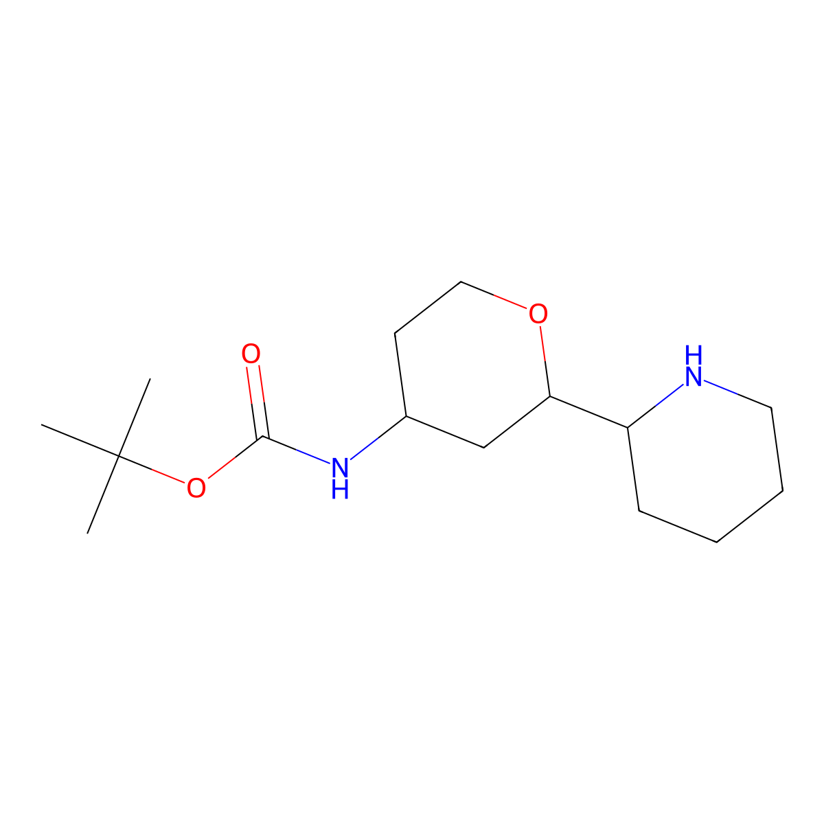 tert-butyl N-[2-(piperidin-2-yl)oxan-4-yl]carbamate molecular structure, CAS 1909305-06-1