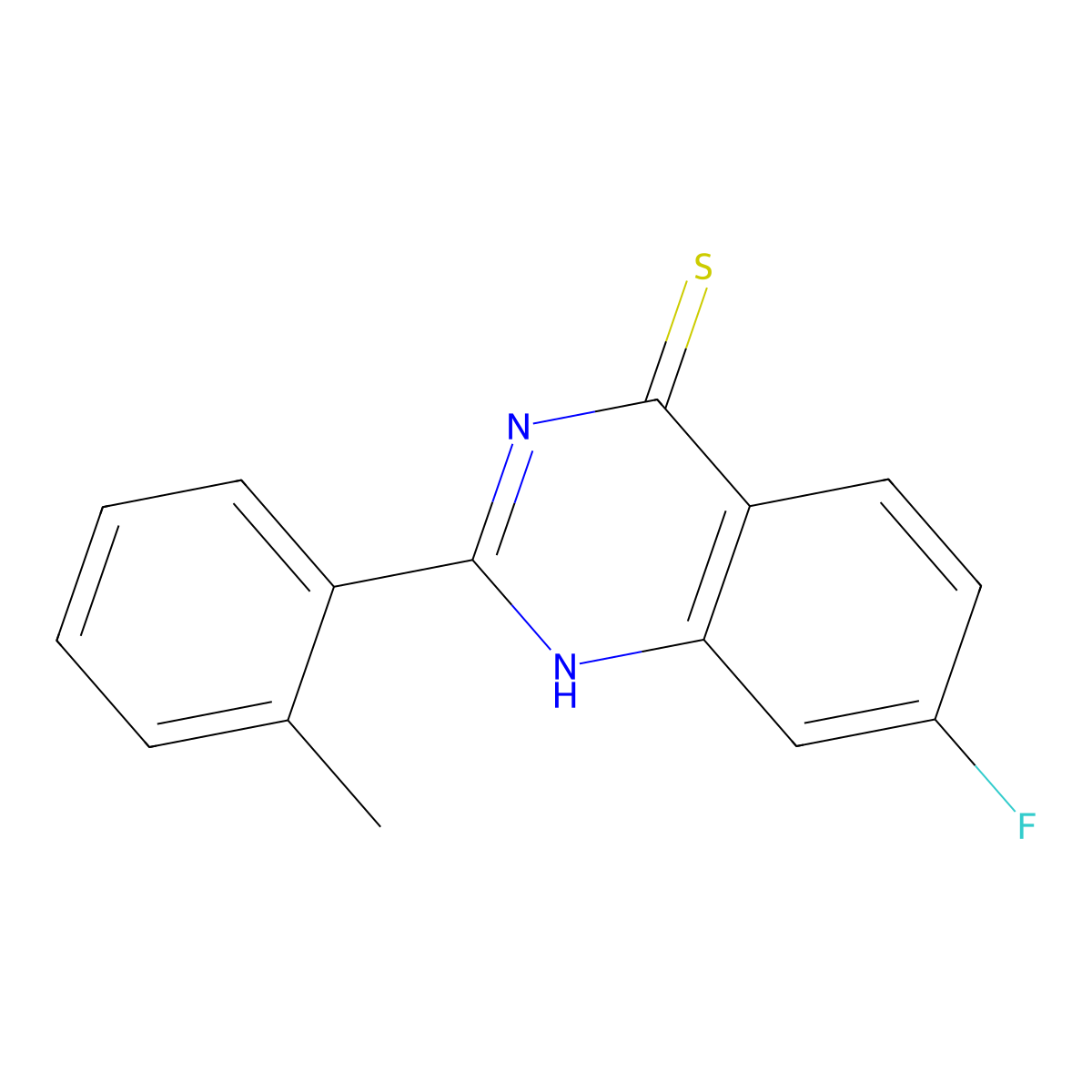 7-Fluoro-2-(2-methylphenyl)quinazoline-4-thiol molecular structure, CAS 1909305-09-4
