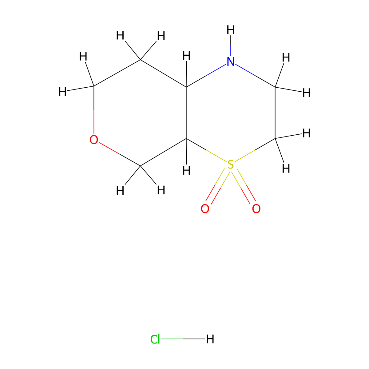 Octahydro-4lambda6-pyrano[3,4-b]thiomorpholine-4,4-dione hydrochloride molecular structure, CAS 1909305-26-5