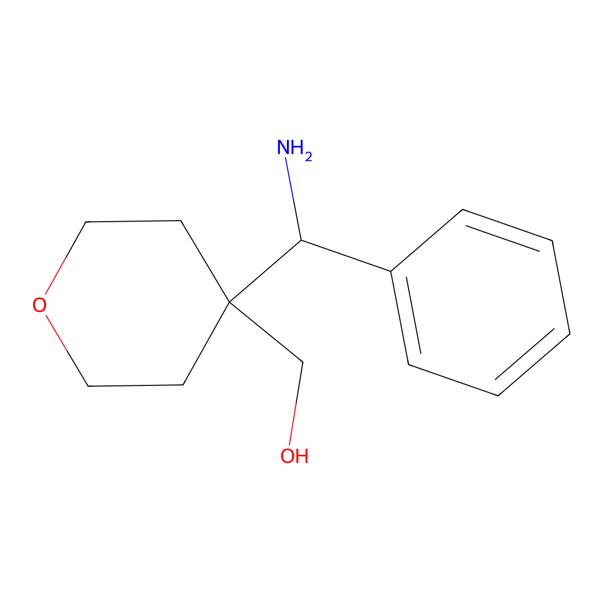 (4-(Amino(phenyl)methyl)oxan-4-yl)methanol molecular structure, CAS 1909305-33-4