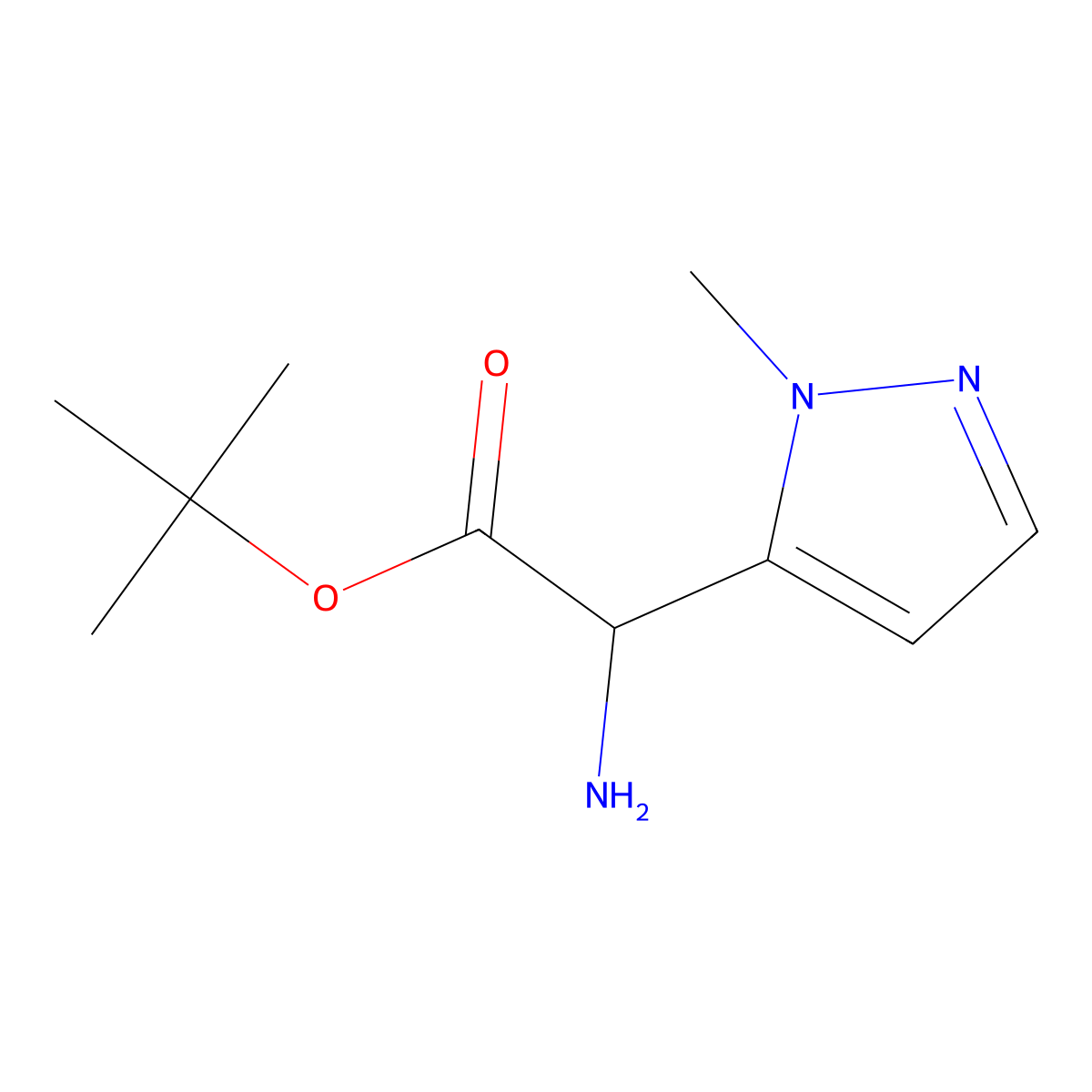 1H-Pyrazole-5-acetic acid, alpha-amino-1-methyl-, 1,1-dimethylethyl ester molecular structure, CAS 1909305-37-8