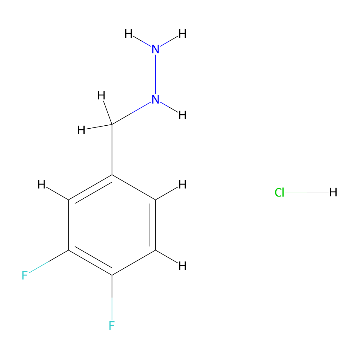 [(3,4-Difluorophenyl)methyl]hydrazine hydrochloride molecular structure, CAS 1909305-43-6