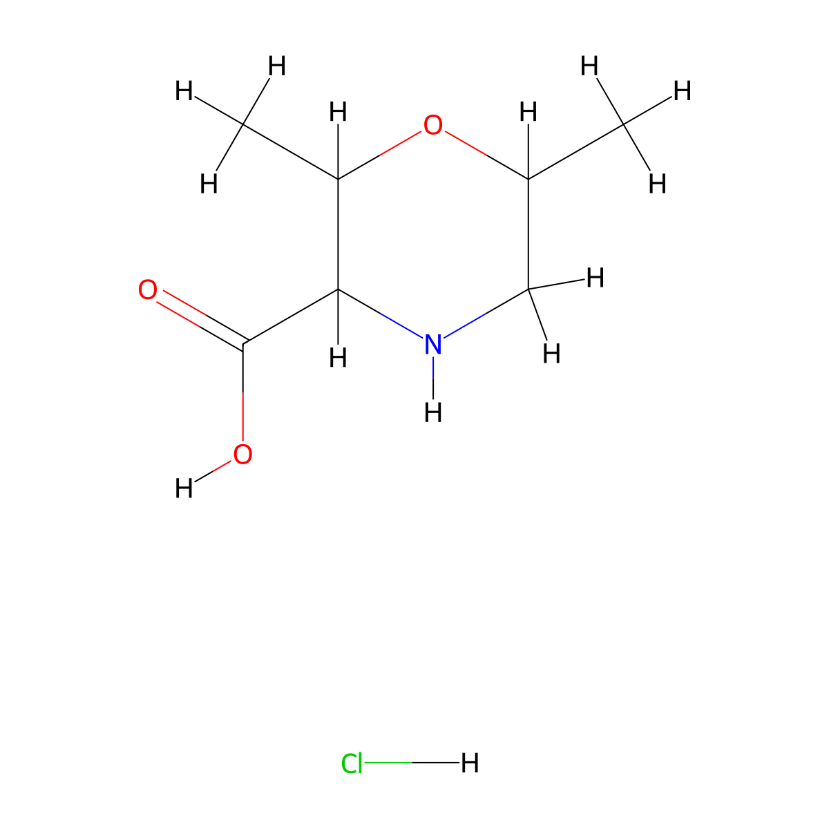 2,6-Dimethylmorpholine-3-carboxylic acid hydrochloride molecular structure, CAS 1909305-55-0