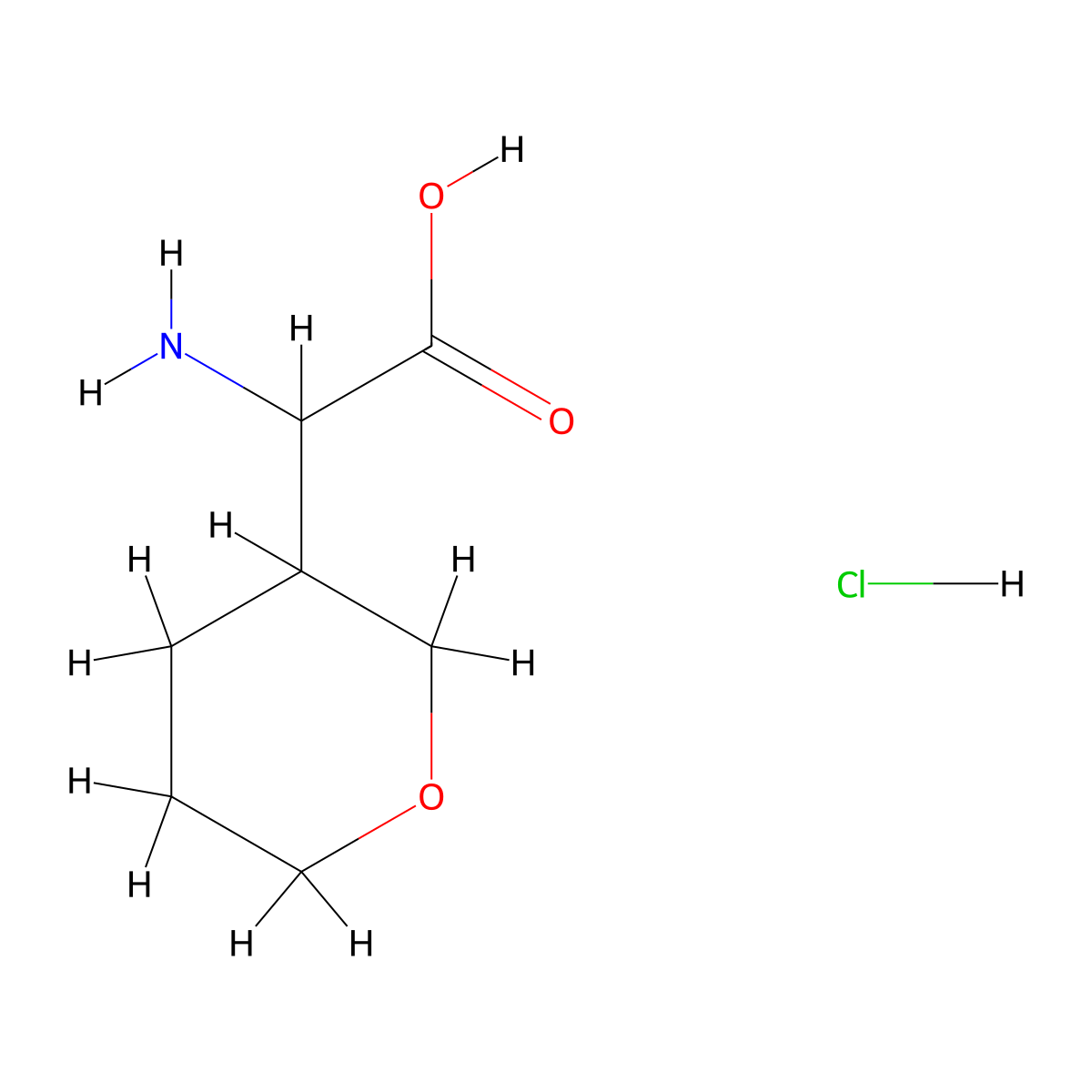 2-Amino-2-(oxan-3-yl)acetic acid hydrochloride molecular structure, CAS 1909305-59-4