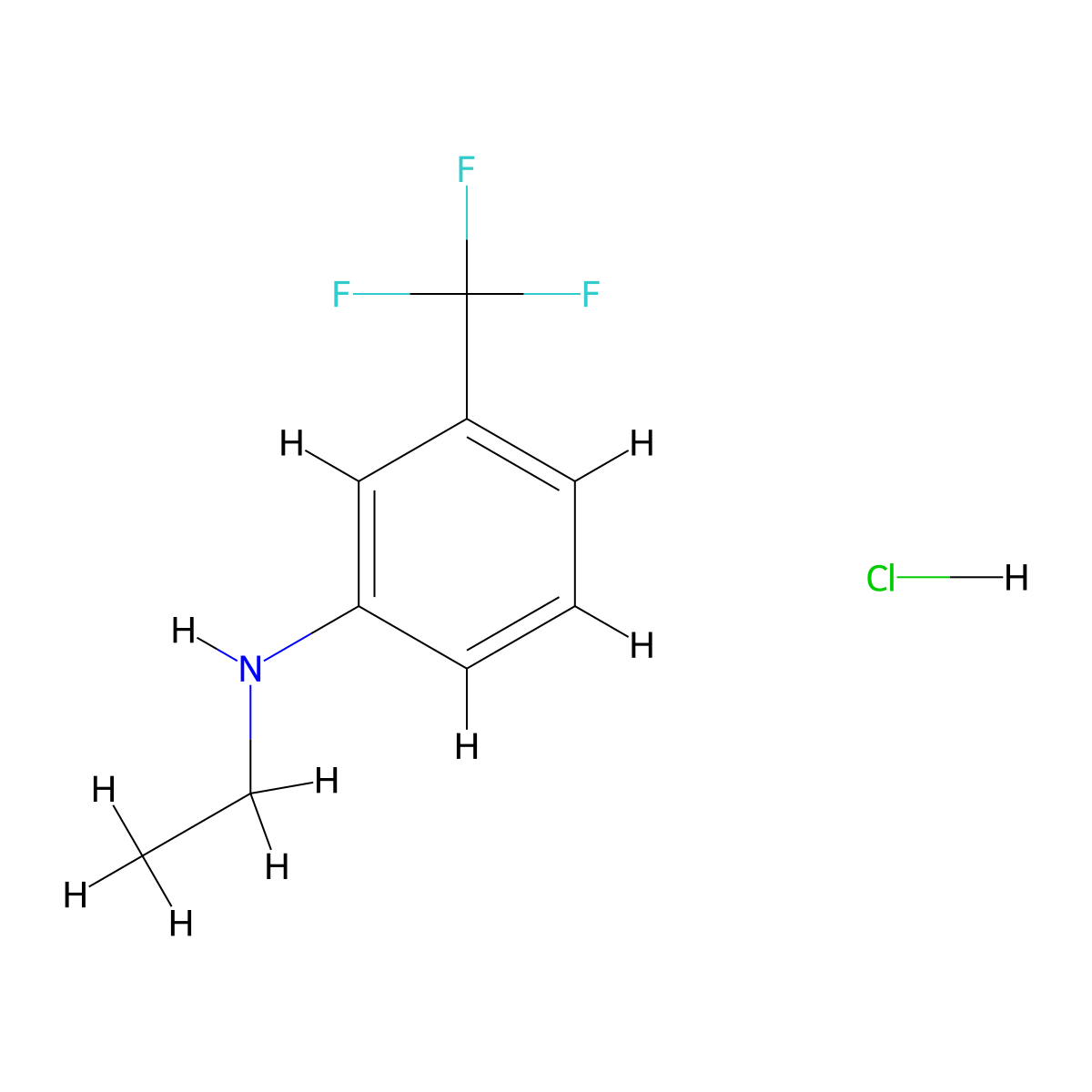 N-ethyl-3-(trifluoromethyl)aniline hydrochloride molecular structure, CAS 1909305-66-3