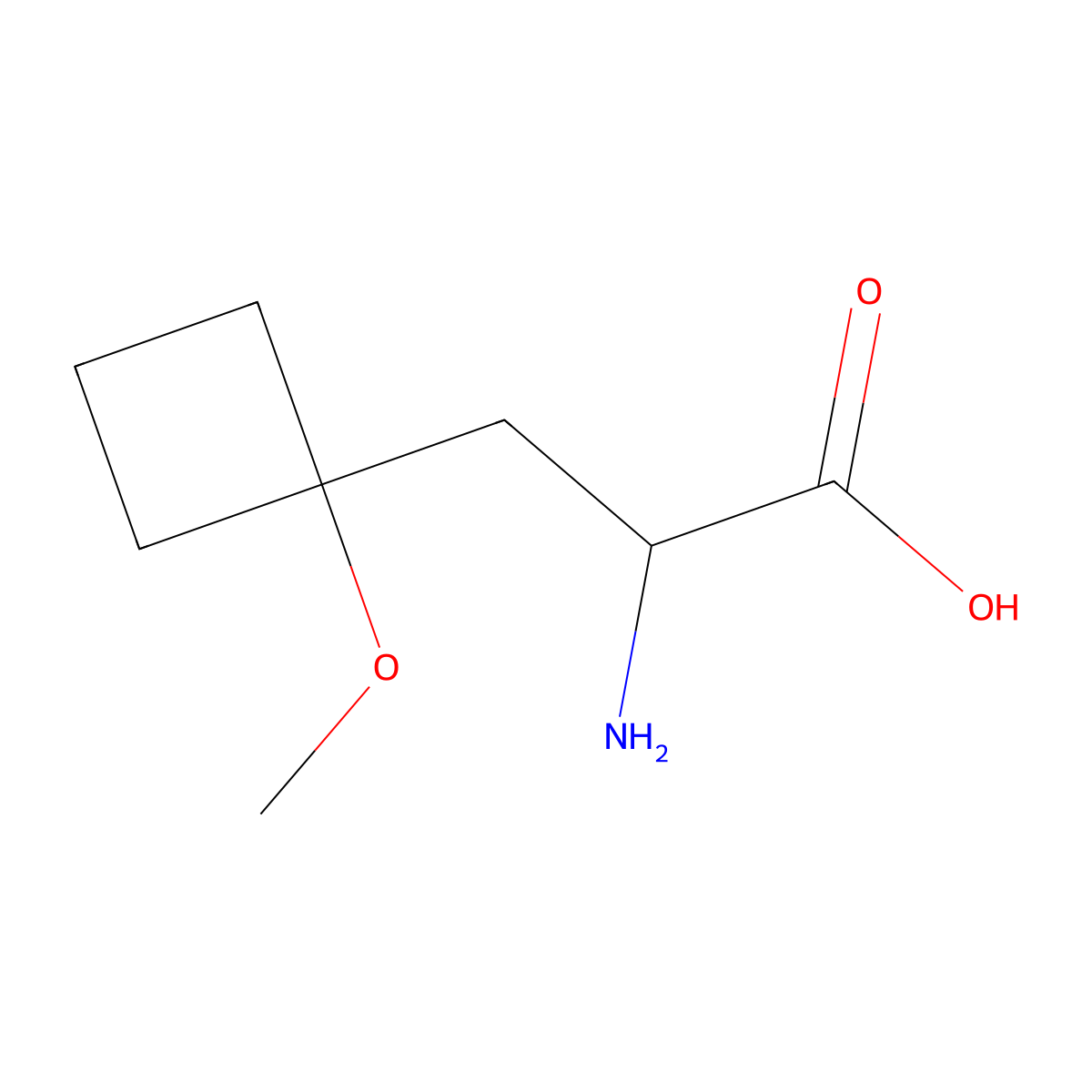 2-Amino-3-(1-methoxycyclobutyl)propanoic acid molecular structure, CAS 1909305-70-9