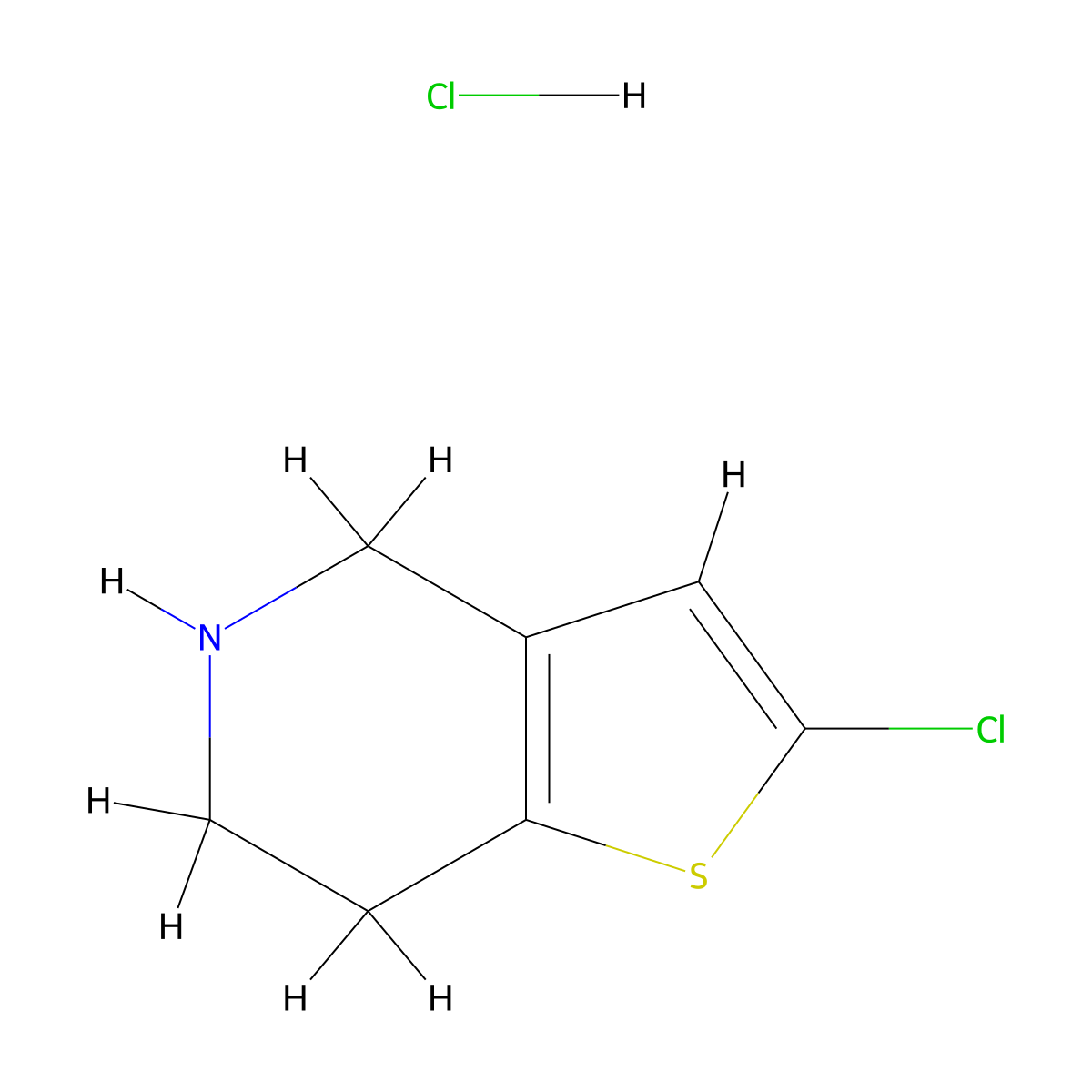 2-chloro-4H,5H,6H,7H-thieno[3,2-c]pyridine hydrochloride molecular structure, CAS 1909305-72-1