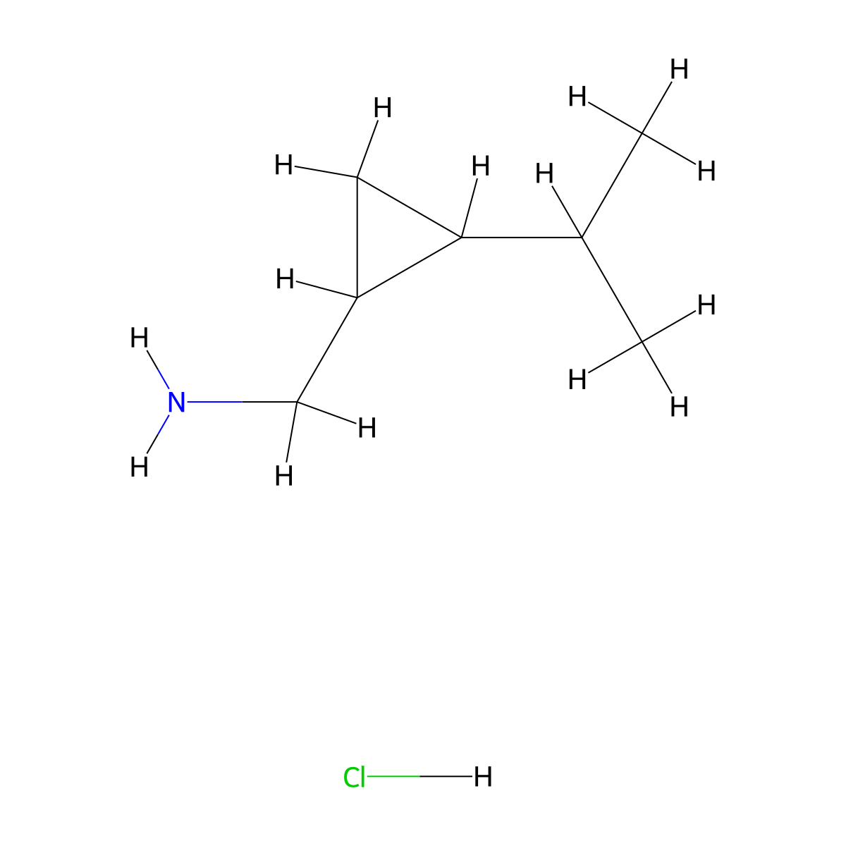 [2-(Propan-2-yl)cyclopropyl]methanamine hydrochloride molecular structure, CAS 1909305-85-6