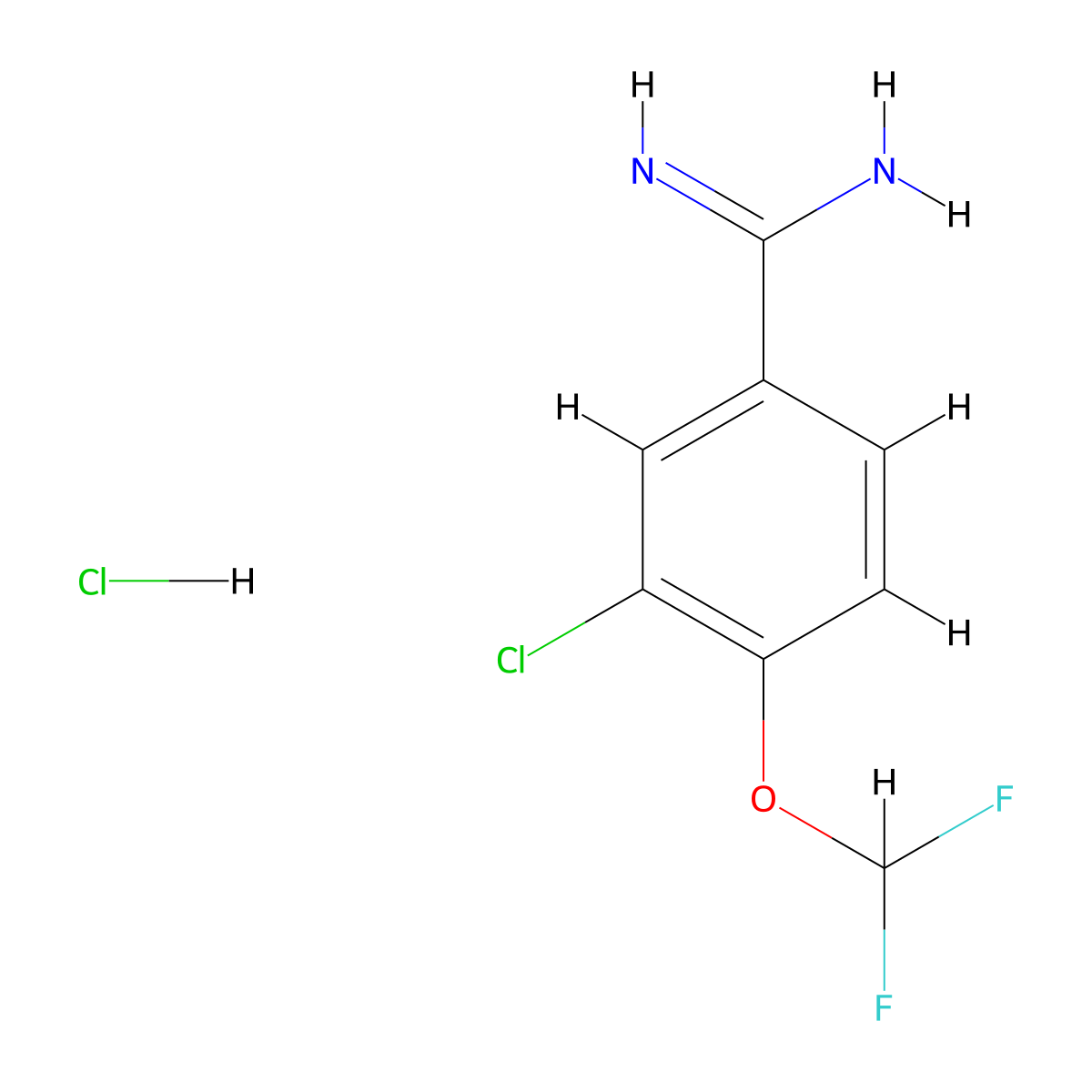 3-Chloro-4-(difluoromethoxy)benzene-1-carboximidamide hydrochloride molecular structure, CAS 1909305-86-7