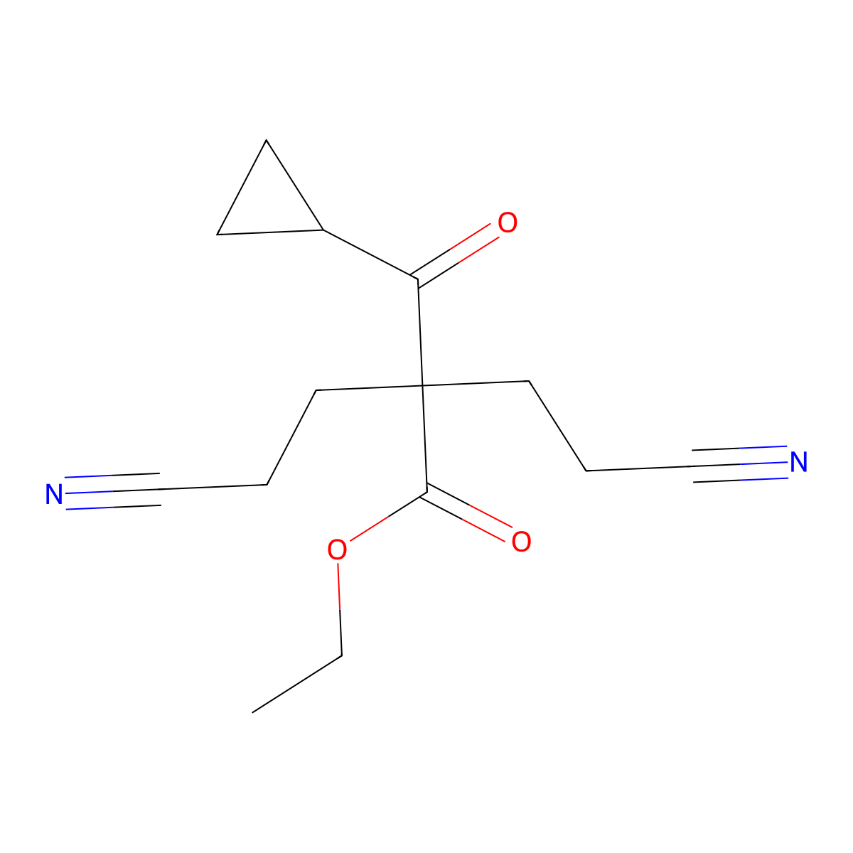 Ethyl 4-cyano-2-(2-cyanoethyl)-2-cyclopropanecarbonylbutanoate molecular structure, CAS 1909305-87-8