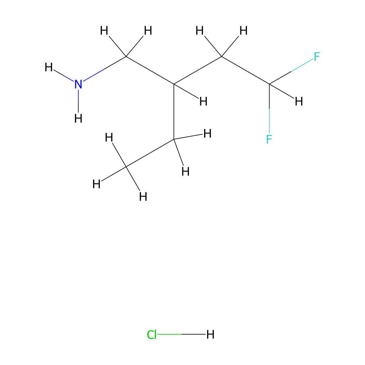 3-(Aminomethyl)-1,1-difluoropentane hydrochloride molecular structure, CAS 1909305-91-4
