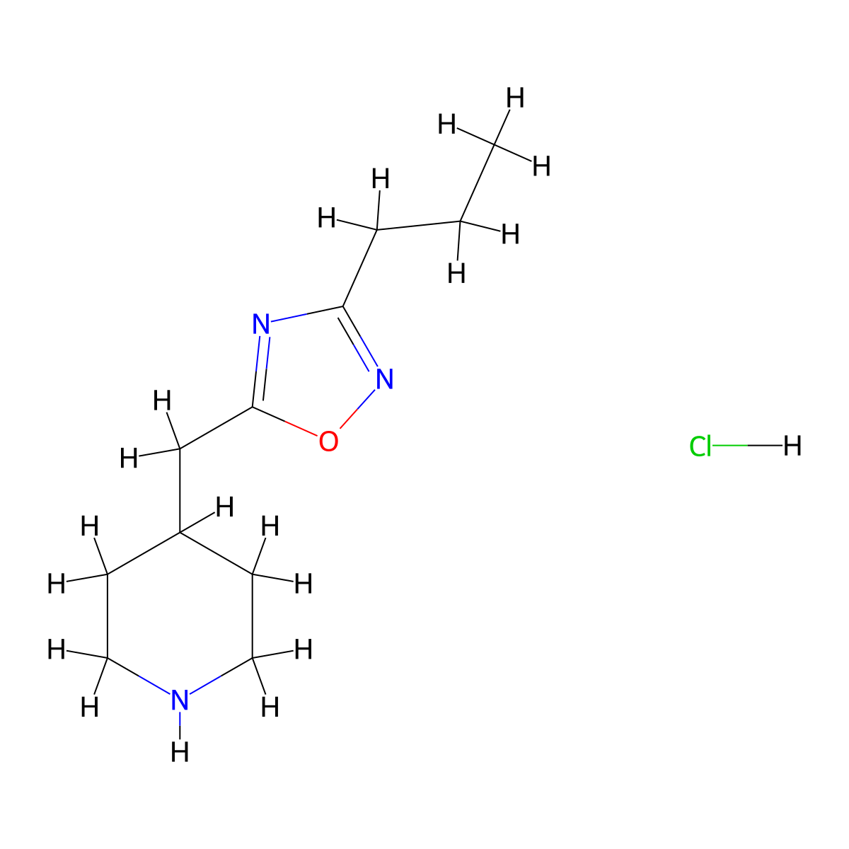 4-[(3-Propyl-1,2,4-oxadiazol-5-yl)methyl]piperidine hydrochloride molecular structure, CAS 1909305-95-8