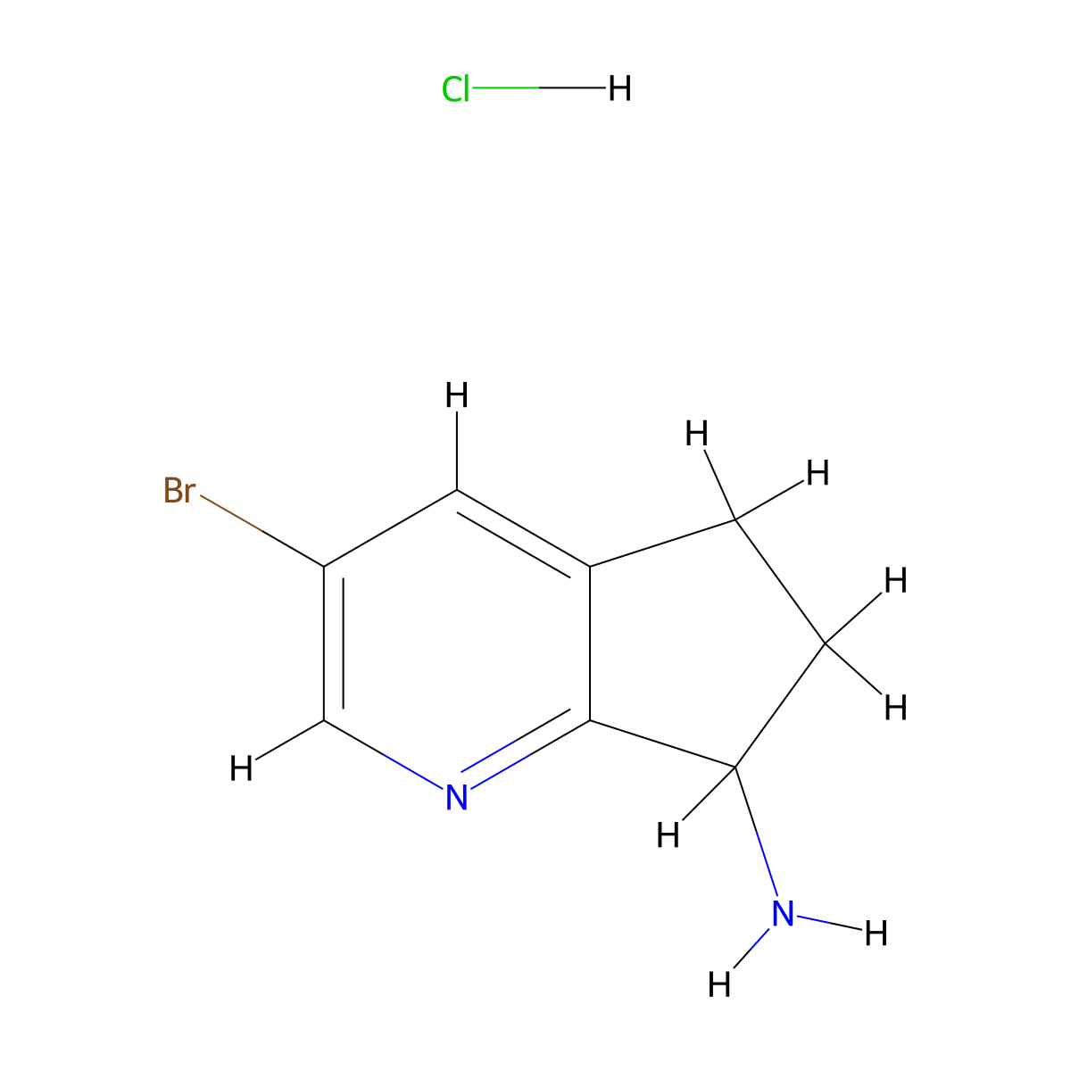 3-Bromo-6,7-dihydro-5H-cyclopenta[b]pyridin-7-amine hydrochloride molecular structure, CAS 1909305-96-9
