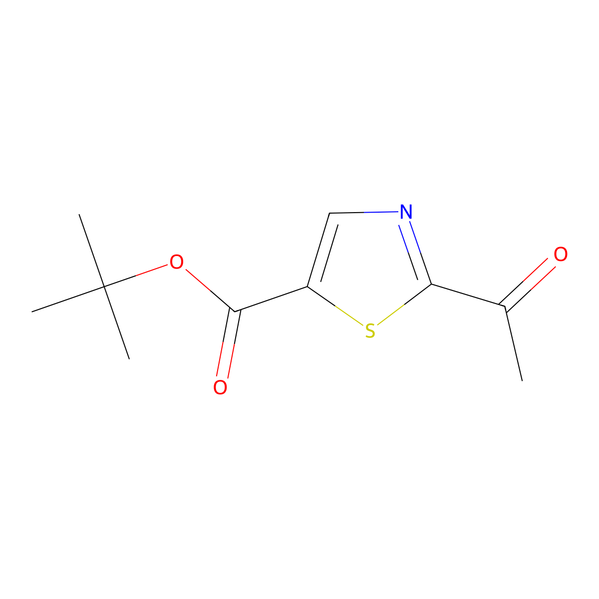 Tert-butyl 2-acetyl-1,3-thiazole-5-carboxylate molecular structure, CAS 1909305-97-0