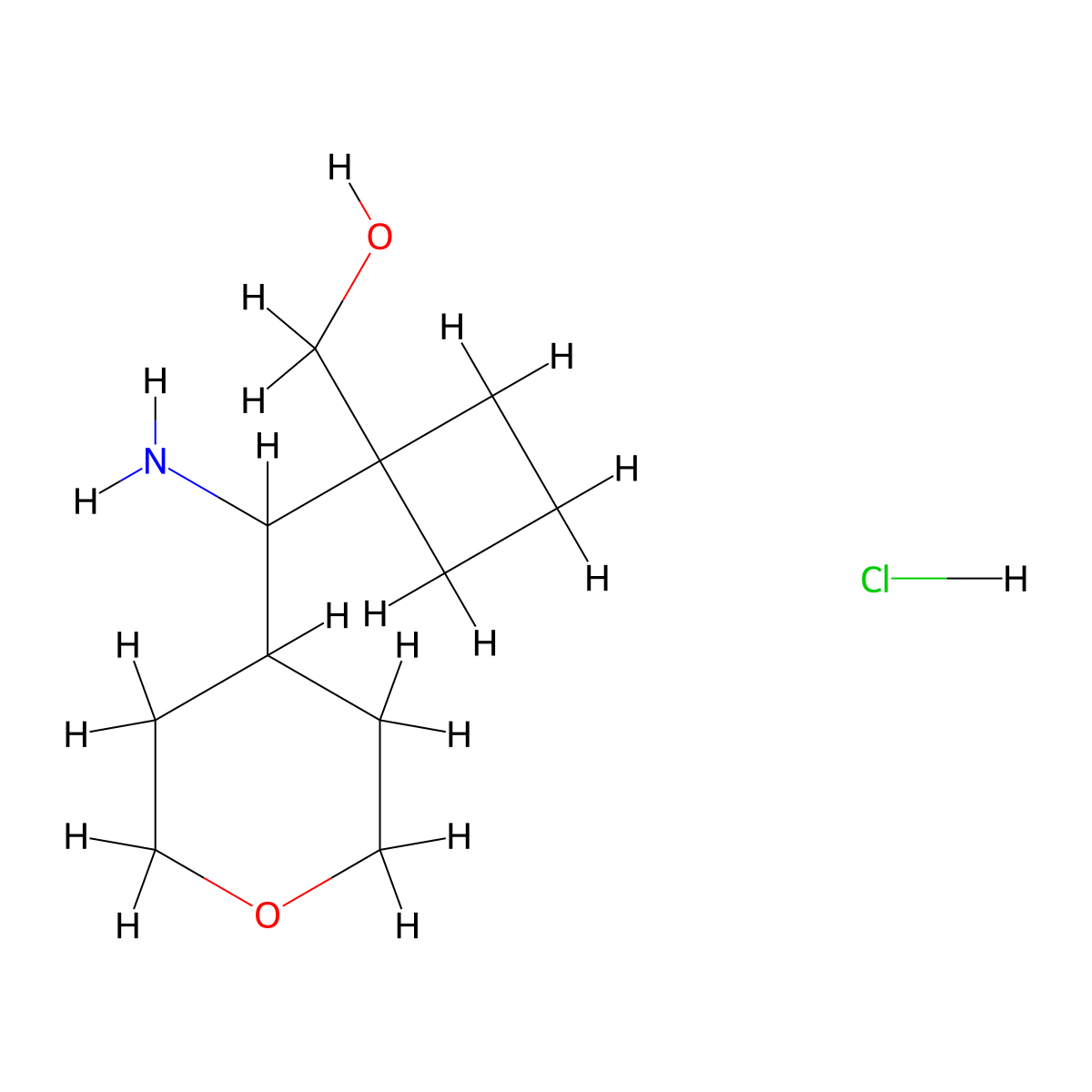 (1-(Amino(oxan-4-yl)methyl)cyclobutyl)methanol hydrochloride molecular structure, CAS 1909306-02-0