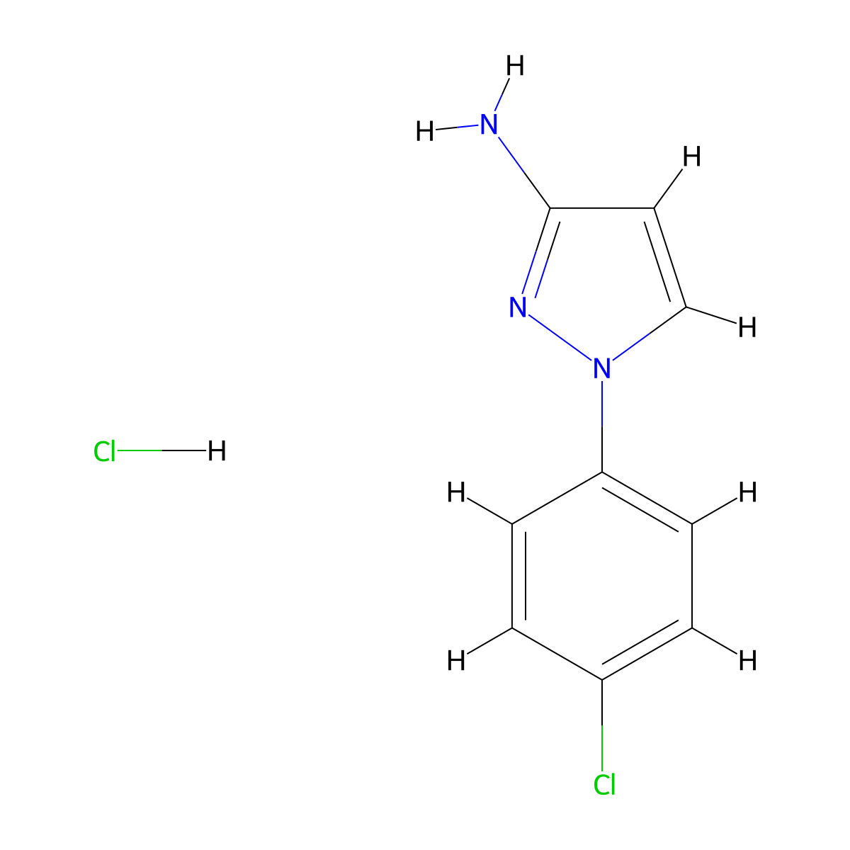 1-(4-chlorophenyl)-1H-pyrazol-3-amine hydrochloride molecular structure, CAS 1909306-05-3