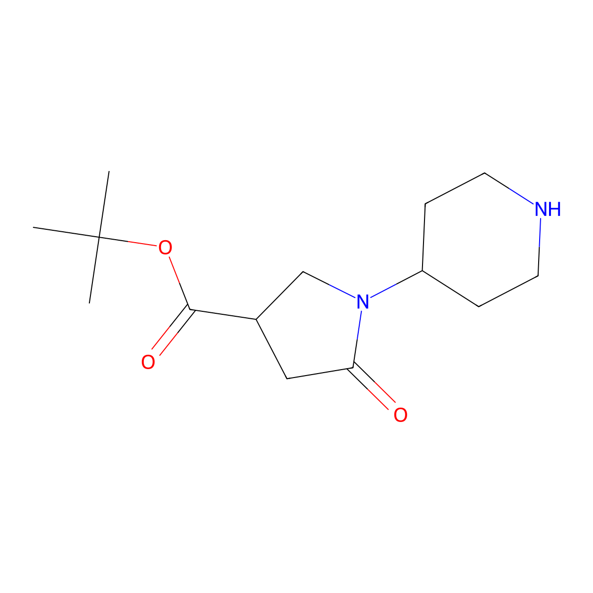 Tert-butyl 5-oxo-1-(piperidin-4-yl)pyrrolidine-3-carboxylate molecular structure, CAS 1909306-09-7