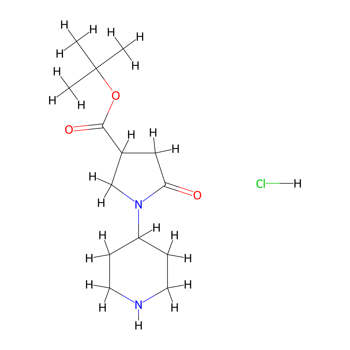 Tert-butyl 5-oxo-1-(piperidin-4-yl)pyrrolidine-3-carboxylate hydrochloride molecular structure, CAS 1909306-10-0