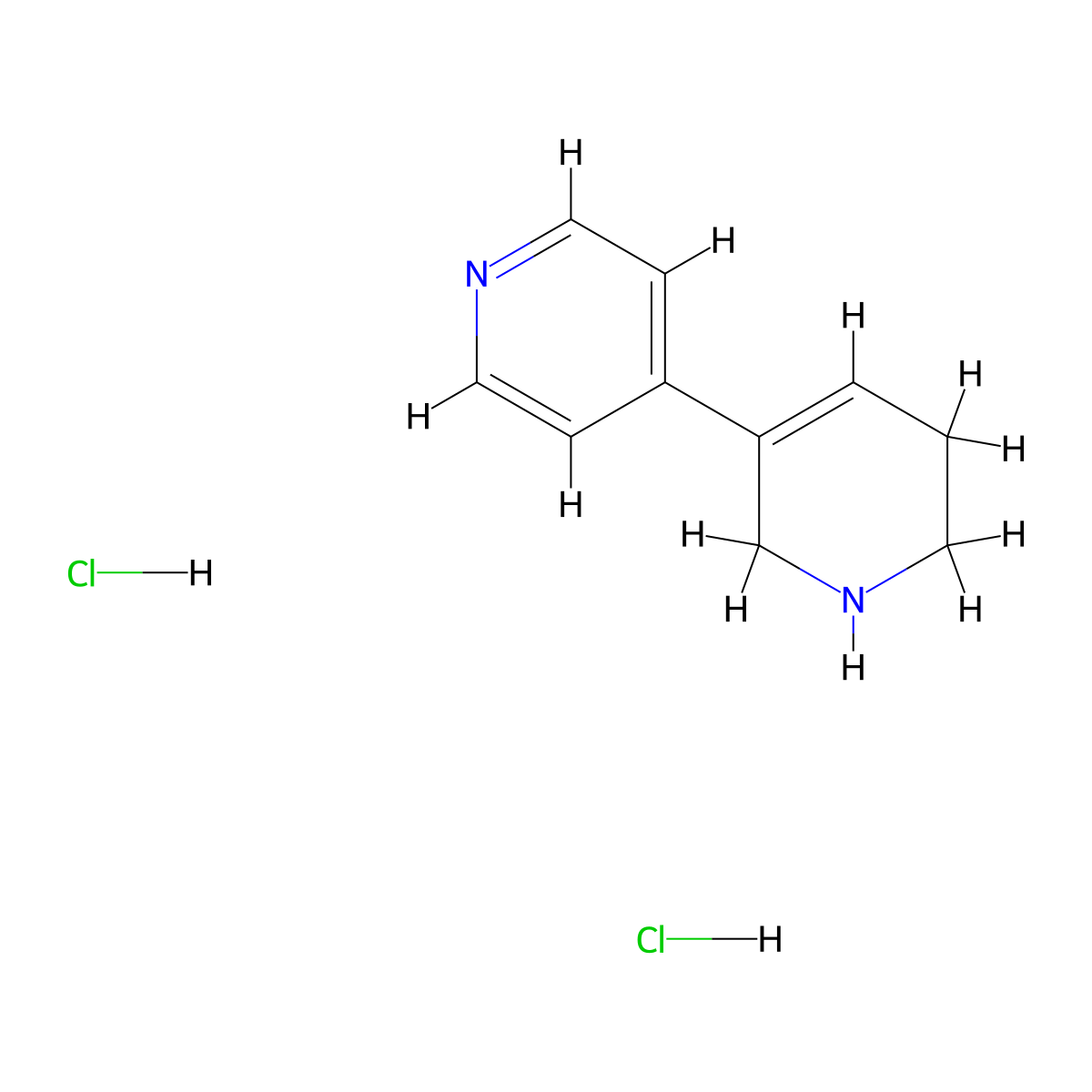 4-(1,2,5,6-Tetrahydropyridin-3-yl)pyridine dihydrochloride molecular structure, CAS 1909306-19-9